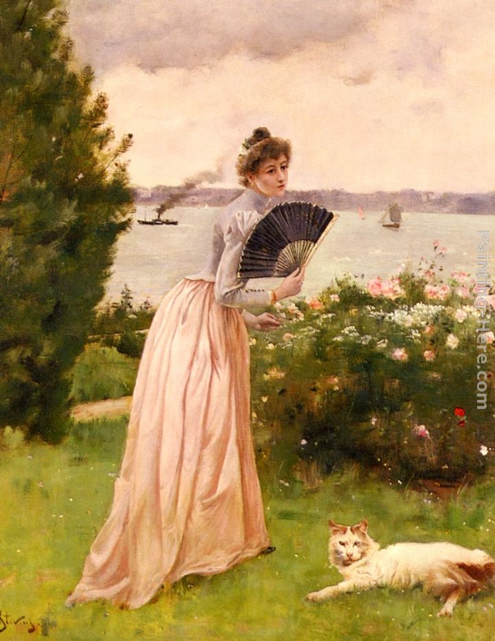 La Dame A L'Eventail painting - Alfred Stevens La Dame A L'Eventail art painting